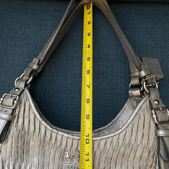 Coach Madison Gathered Sateen Signature Coach Logo Gray & Mettalic Silver Bag - Picture 16 of 16